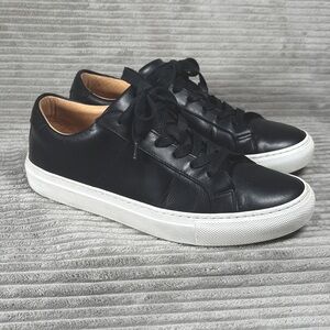 Greats Black Leather Low-Top Sneakers with White Sole